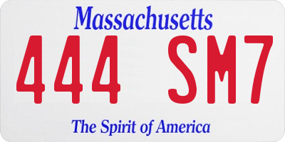 MA license plate 444SM7