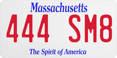 MA license plate 444SM8