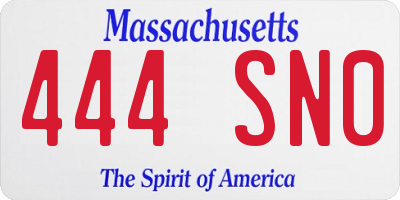 MA license plate 444SN0