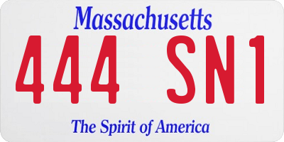 MA license plate 444SN1
