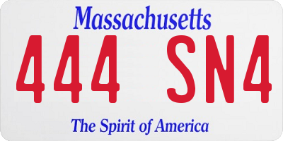 MA license plate 444SN4