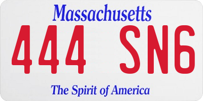 MA license plate 444SN6