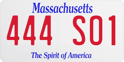 MA license plate 444SO1