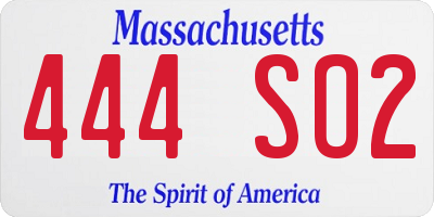 MA license plate 444SO2