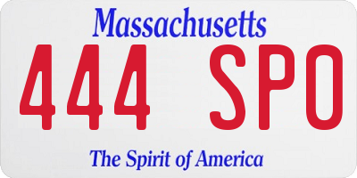 MA license plate 444SP0