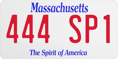 MA license plate 444SP1
