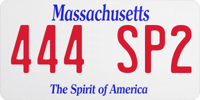 MA license plate 444SP2
