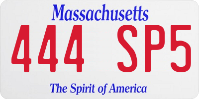 MA license plate 444SP5
