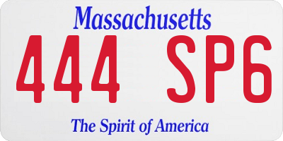 MA license plate 444SP6