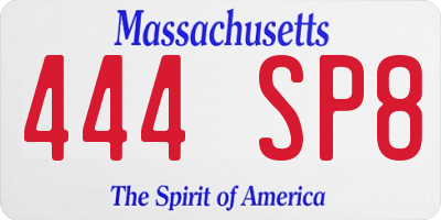 MA license plate 444SP8