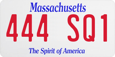 MA license plate 444SQ1