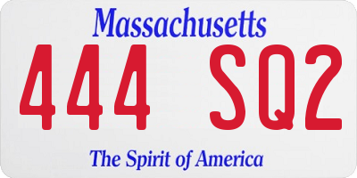 MA license plate 444SQ2