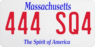 MA license plate 444SQ4