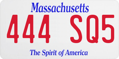 MA license plate 444SQ5