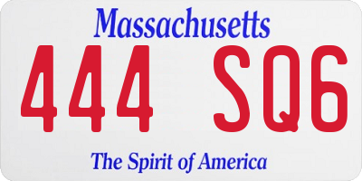 MA license plate 444SQ6