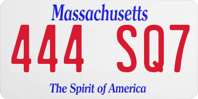 MA license plate 444SQ7