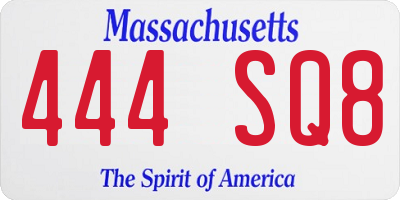 MA license plate 444SQ8