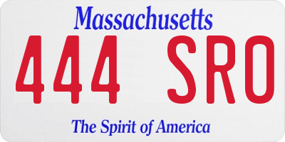 MA license plate 444SR0