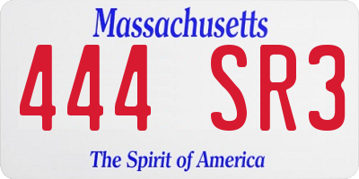 MA license plate 444SR3
