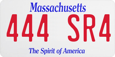 MA license plate 444SR4