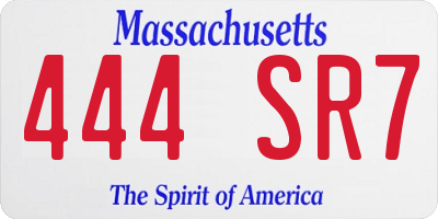 MA license plate 444SR7