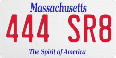 MA license plate 444SR8