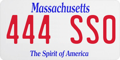 MA license plate 444SS0