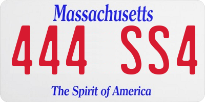 MA license plate 444SS4