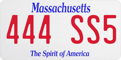 MA license plate 444SS5