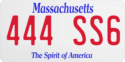 MA license plate 444SS6