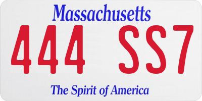 MA license plate 444SS7