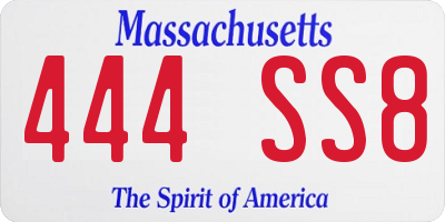 MA license plate 444SS8