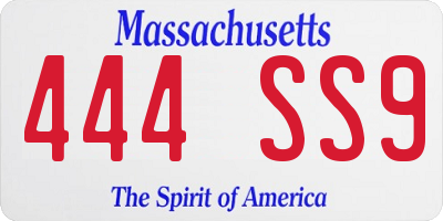MA license plate 444SS9