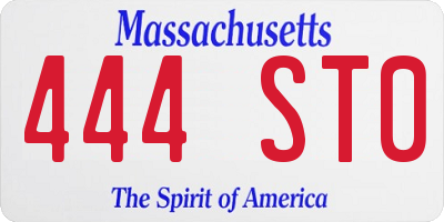 MA license plate 444ST0