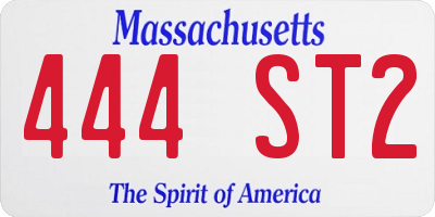 MA license plate 444ST2