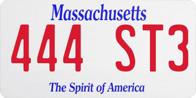 MA license plate 444ST3