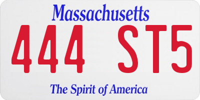 MA license plate 444ST5