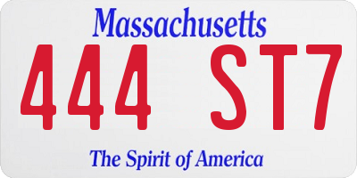 MA license plate 444ST7
