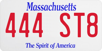 MA license plate 444ST8