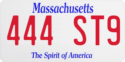 MA license plate 444ST9