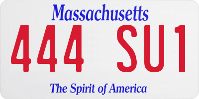 MA license plate 444SU1