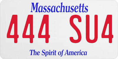 MA license plate 444SU4