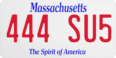MA license plate 444SU5