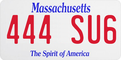 MA license plate 444SU6