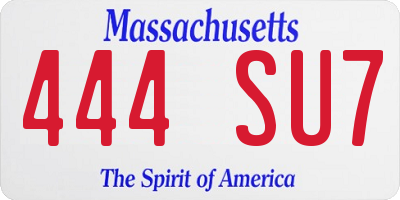 MA license plate 444SU7