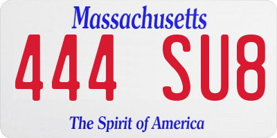 MA license plate 444SU8