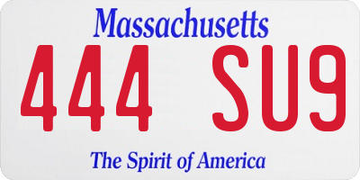 MA license plate 444SU9