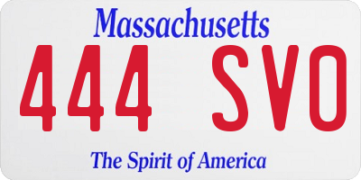 MA license plate 444SV0