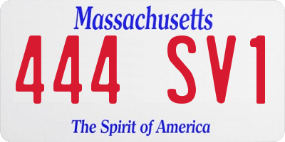 MA license plate 444SV1