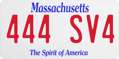MA license plate 444SV4